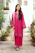 Dhanak | SWISS VOILE | PINK SWISS VOILE 2PCS EMBROIDERED KURTA WITH TROUSER - House Of Hania