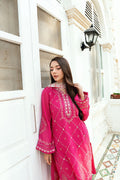 Dhanak | SWISS VOILE | PINK SWISS VOILE 2PCS EMBROIDERED KURTA WITH TROUSER - House Of Hania