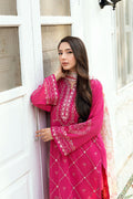 Dhanak | SWISS VOILE | PINK SWISS VOILE 2PCS EMBROIDERED KURTA WITH TROUSER - House Of Hania