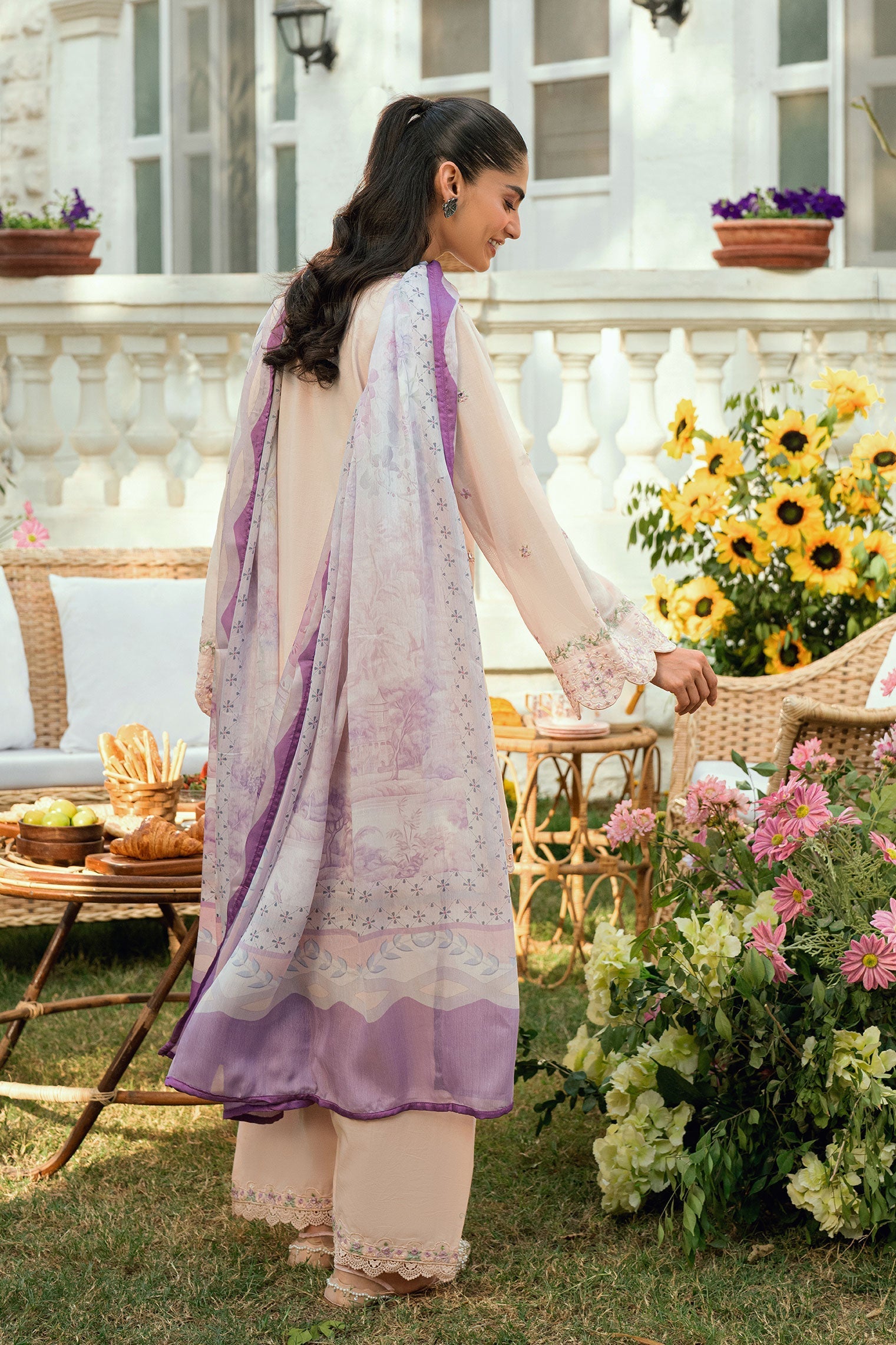 Dhanak | SWISS VOILE | SS25DC-2576 PINK SWISS VOILE 2PCS EMBROIDERED KURTA WITH TROUSER - House Of Hania