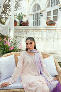 Dhanak | SWISS VOILE | SS25DC-2576 PINK SWISS VOILE 2PCS EMBROIDERED KURTA WITH TROUSER - House Of Hania