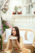 Dhanak | SWISS VOILE | YELLOW SWISS VOILE 2PCS EMBROIDERED KURTA WITH TROUSER - House Of Hania
