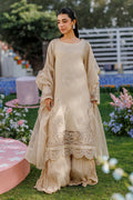 Dhanak | Signature Pret | BEIGE 2PCS EMBROIDERED KURTA WITH TROUSER - House Of Hania