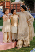 Dhanak | Signature Pret | BEIGE 2PCS EMBROIDERED KURTA WITH TROUSER - House Of Hania