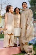 Dhanak | Signature Pret | BEIGE 2PCS EMBROIDERED KURTA WITH TROUSER - House Of Hania