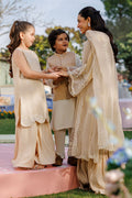 Dhanak | Signature Pret | BEIGE 2PCS EMBROIDERED KURTA WITH TROUSER - House Of Hania