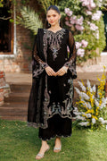 Dhanak | Signature Pret | BLACK 2PCS EMBROIDERED KURTA WITH TROUSER - House Of Hania