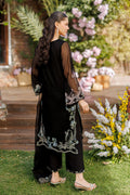 Dhanak | Signature Pret | BLACK 2PCS EMBROIDERED KURTA WITH TROUSER - House Of Hania