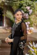 Dhanak | Signature Pret | BLACK 2PCS EMBROIDERED KURTA WITH TROUSER - House Of Hania