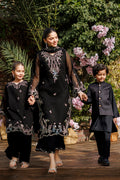 Dhanak | Signature Pret | BLACK 2PCS EMBROIDERED KURTA WITH TROUSER - House Of Hania
