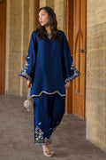 Dhanak | Signature Pret | BLUE 2PCS EMBROIDERED KURTA WITH TROUSER - House Of Hania