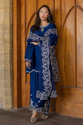Dhanak | Signature Pret | BLUE 2PCS EMBROIDERED KURTA WITH TROUSER - House Of Hania