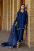 Dhanak | Signature Pret | BLUE 2PCS EMBROIDERED KURTA WITH TROUSER - House Of Hania