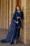 Dhanak | Signature Pret | BLUE 2PCS EMBROIDERED KURTA WITH TROUSER - House Of Hania