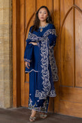 Dhanak | Signature Pret | BLUE 2PCS EMBROIDERED KURTA WITH TROUSER - House Of Hania