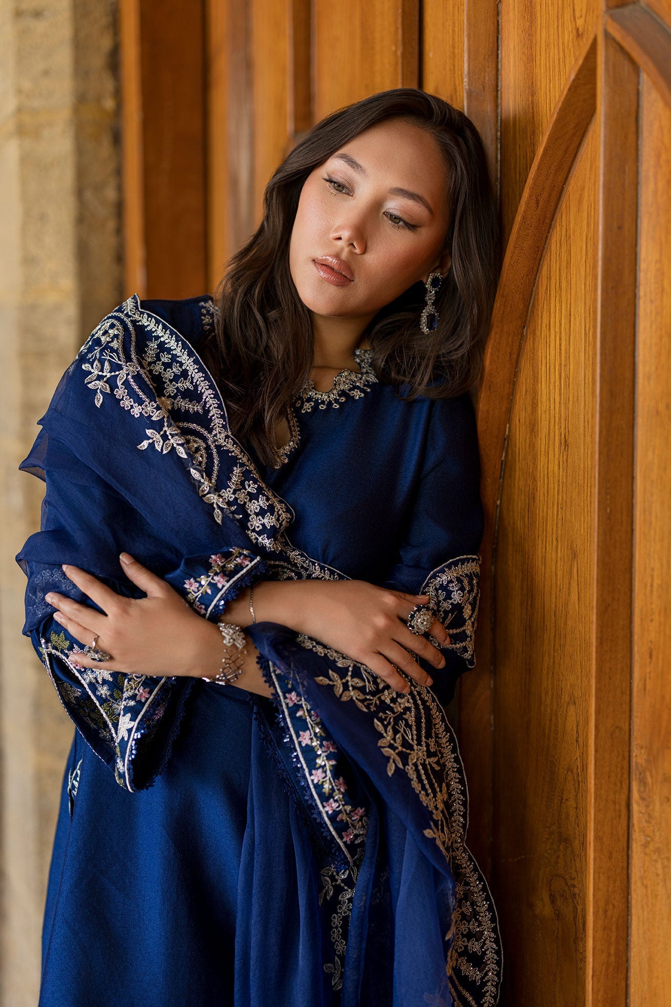 Dhanak | Signature Pret | BLUE 2PCS EMBROIDERED KURTA WITH TROUSER - House Of Hania
