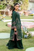 Dhanak | Signature Pret | BOTTLE GREEN 2PCS EMBROIDERED KURTA WITH TROUSER - House Of Hania