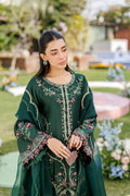 Dhanak | Signature Pret | BOTTLE GREEN 2PCS EMBROIDERED KURTA WITH TROUSER - House Of Hania