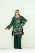 Dhanak | Signature Pret | DARK GREEN 2PCS EMBROIDERED KURTA WITH TROUSER - House Of Hania