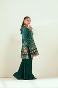 Dhanak | Signature Pret | DARK GREEN 2PCS EMBROIDERED KURTA WITH TROUSER - House Of Hania