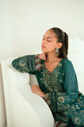 Dhanak | Signature Pret | DARK GREEN 2PCS EMBROIDERED KURTA WITH TROUSER - House Of Hania