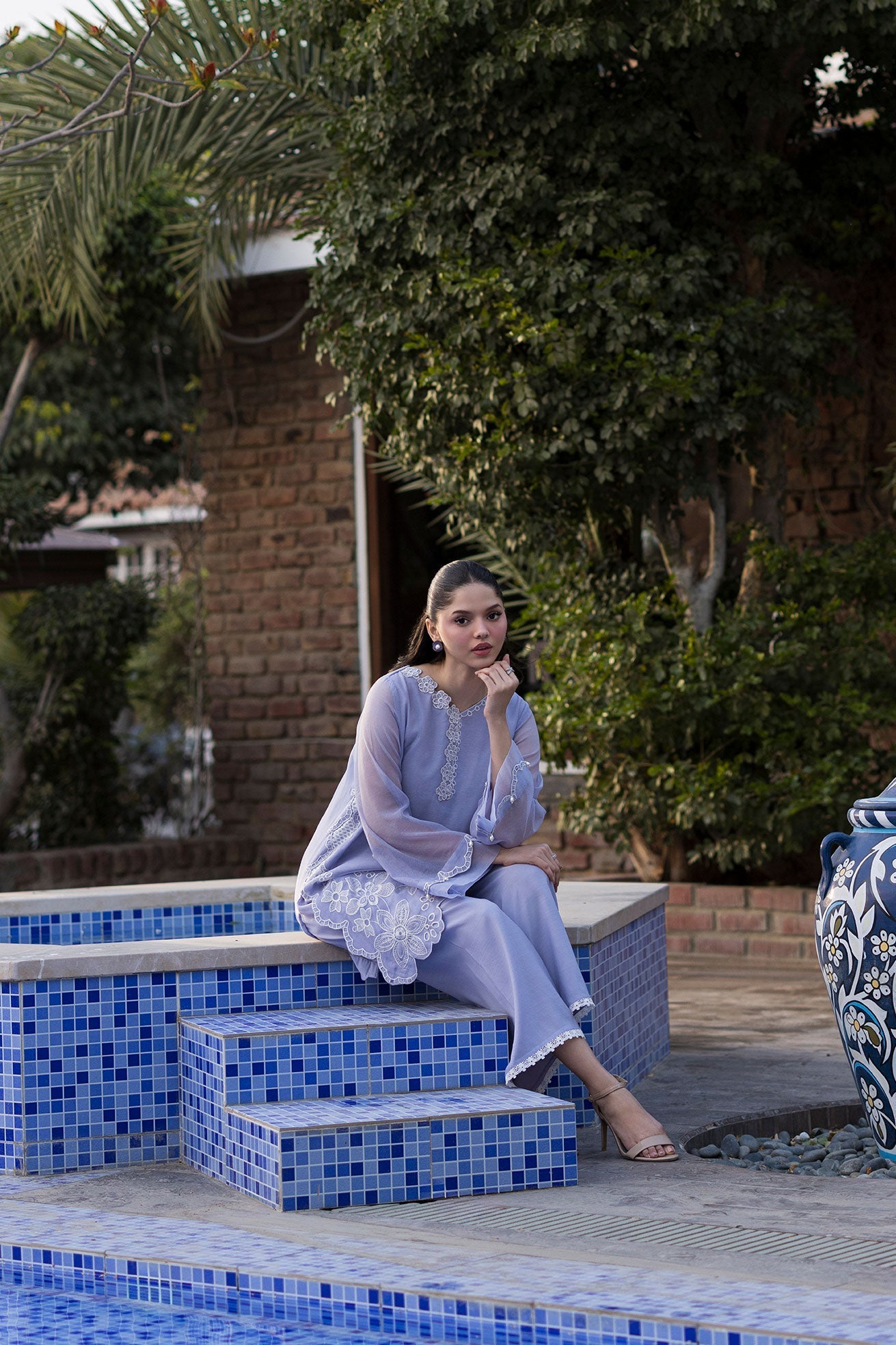 Dhanak | Signature Pret | LAVENDER 2PCS EMBROIDERED KURTA WITH TROUSER - House Of Hania