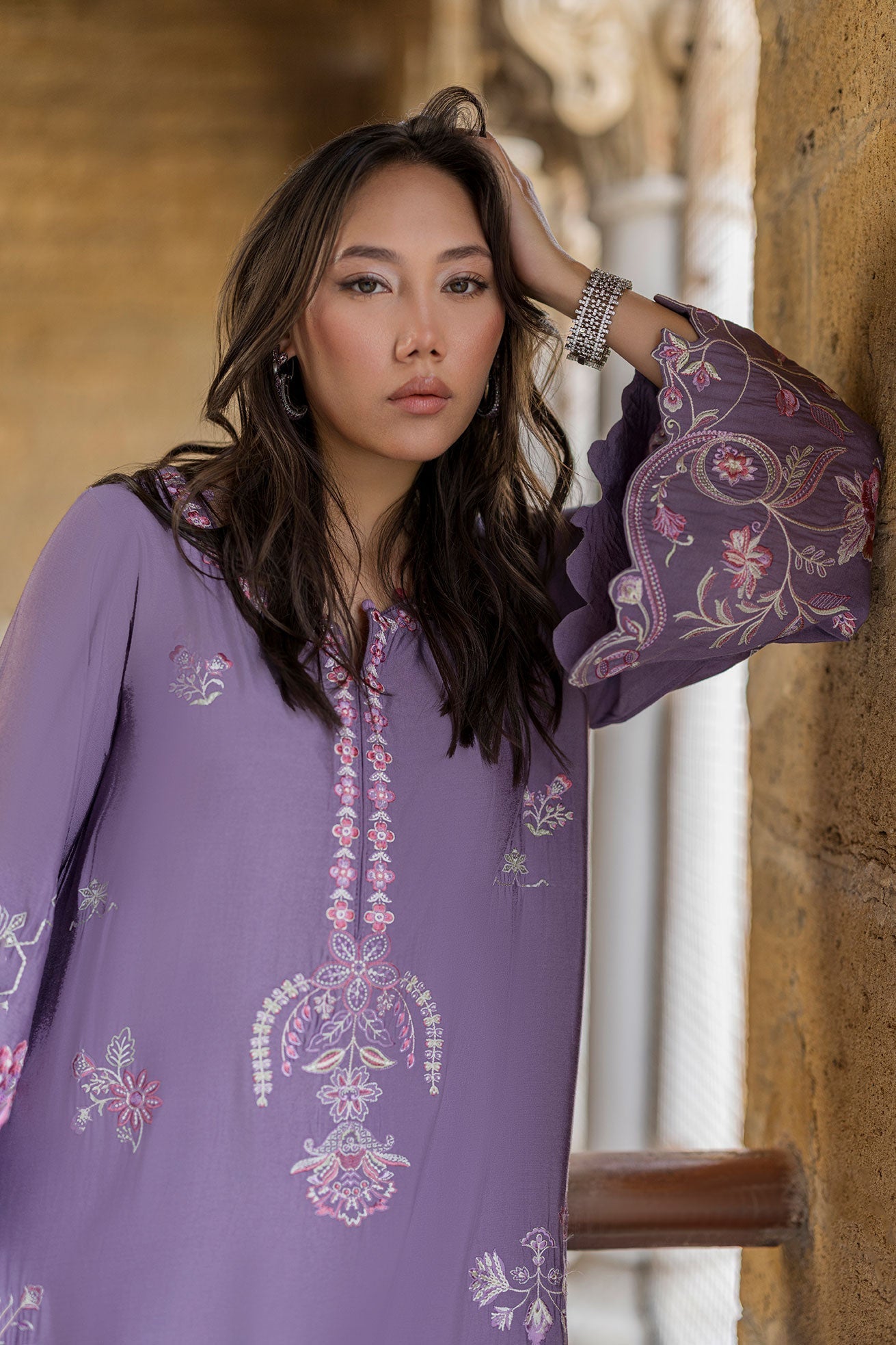 Dhanak | Signature Pret | LILAC - 1PCS - EMBROIDERED KAFTAN - House Of Hania