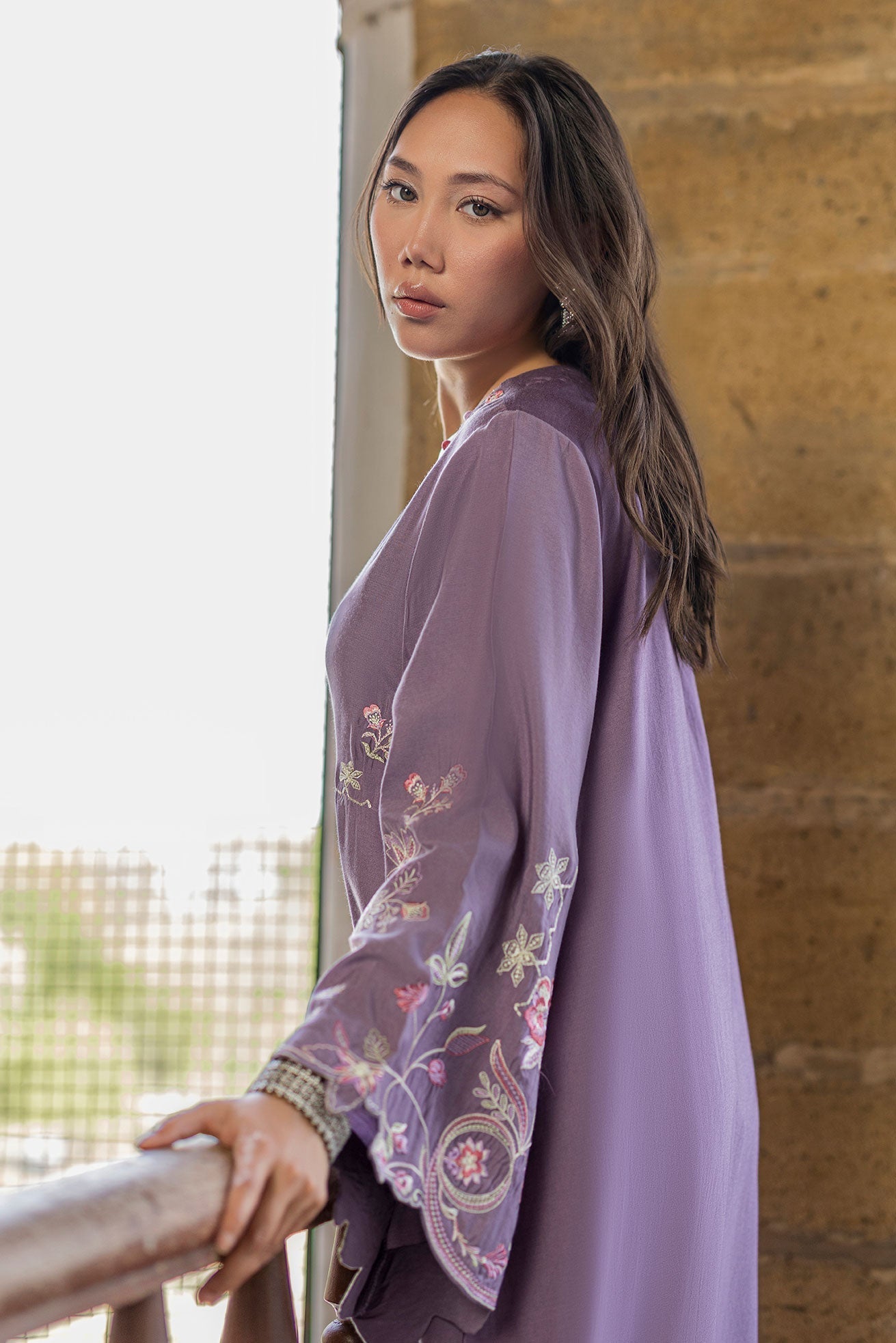 Dhanak | Signature Pret | LILAC - 1PCS - EMBROIDERED KAFTAN - House Of Hania
