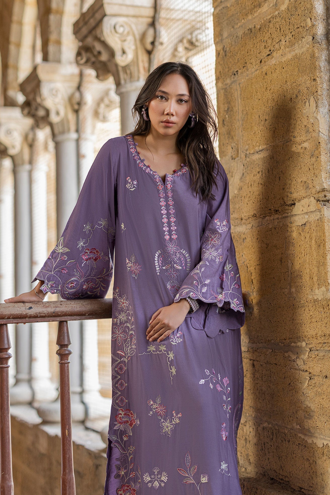 Dhanak | Signature Pret | LILAC - 1PCS - EMBROIDERED KAFTAN - House Of Hania