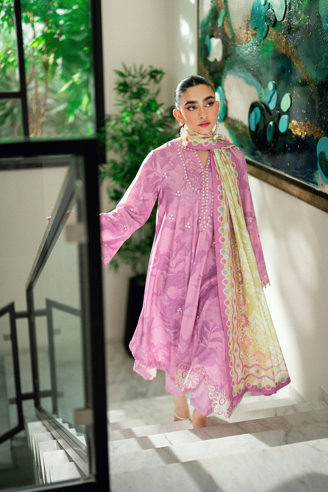 Dhanak | Signature Pret | LILAC 2PCS EMBROIDERED KURTA WITH TROUSER - House Of Hania