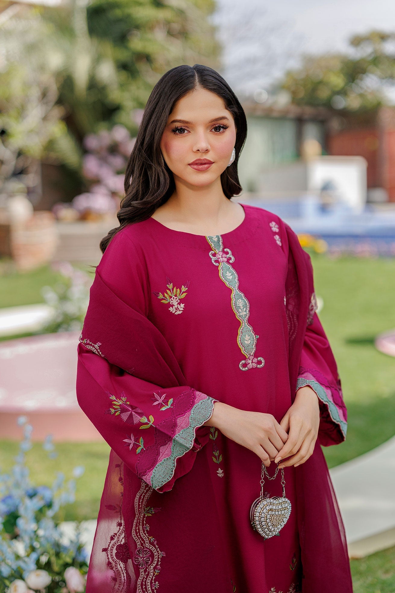 Dhanak | Signature Pret | MAGENTA 2PCS EMBROIDERED KURTA WITH TROUSER - House Of Hania