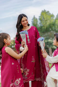Dhanak | Signature Pret | MAGENTA 2PCS EMBROIDERED KURTA WITH TROUSER - House Of Hania