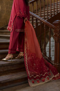 Dhanak | Signature Pret | MAROON 2PCS EMBROIDERED KURTA WITH TROUSER - House Of Hania