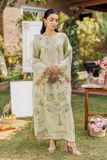 Dhanak | Signature Pret | MINT GREEN 2PCS EMBROIDERED KURTA WITH TROUSER - House Of Hania