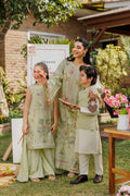 Dhanak | Signature Pret | MINT GREEN 2PCS EMBROIDERED KURTA WITH TROUSER - House Of Hania
