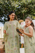 Dhanak | Signature Pret | MINT GREEN 2PCS EMBROIDERED KURTA WITH TROUSER - House Of Hania