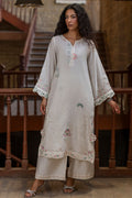 Dhanak | Signature Pret | OFF-WHITE 2PCS EMBROIDERED KURTA WITH TROUSER - House Of Hania