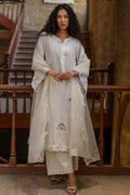 Dhanak | Signature Pret | OFF-WHITE 2PCS EMBROIDERED KURTA WITH TROUSER - House Of Hania