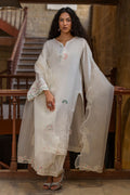 Dhanak | Signature Pret | OFF-WHITE 2PCS EMBROIDERED KURTA WITH TROUSER - House Of Hania
