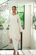 Dhanak | Signature Pret | OFF WHITE 2PCS EMBROIDERED KURTA WITH TROUSER - House Of Hania