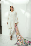 Dhanak | Signature Pret | OFF WHITE 2PCS EMBROIDERED KURTA WITH TROUSER - House Of Hania