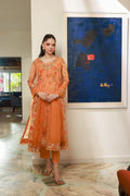Dhanak | Signature Pret | ORANGE 2PCS EMBROIDERED KURTA WITH TROUSER - House Of Hania