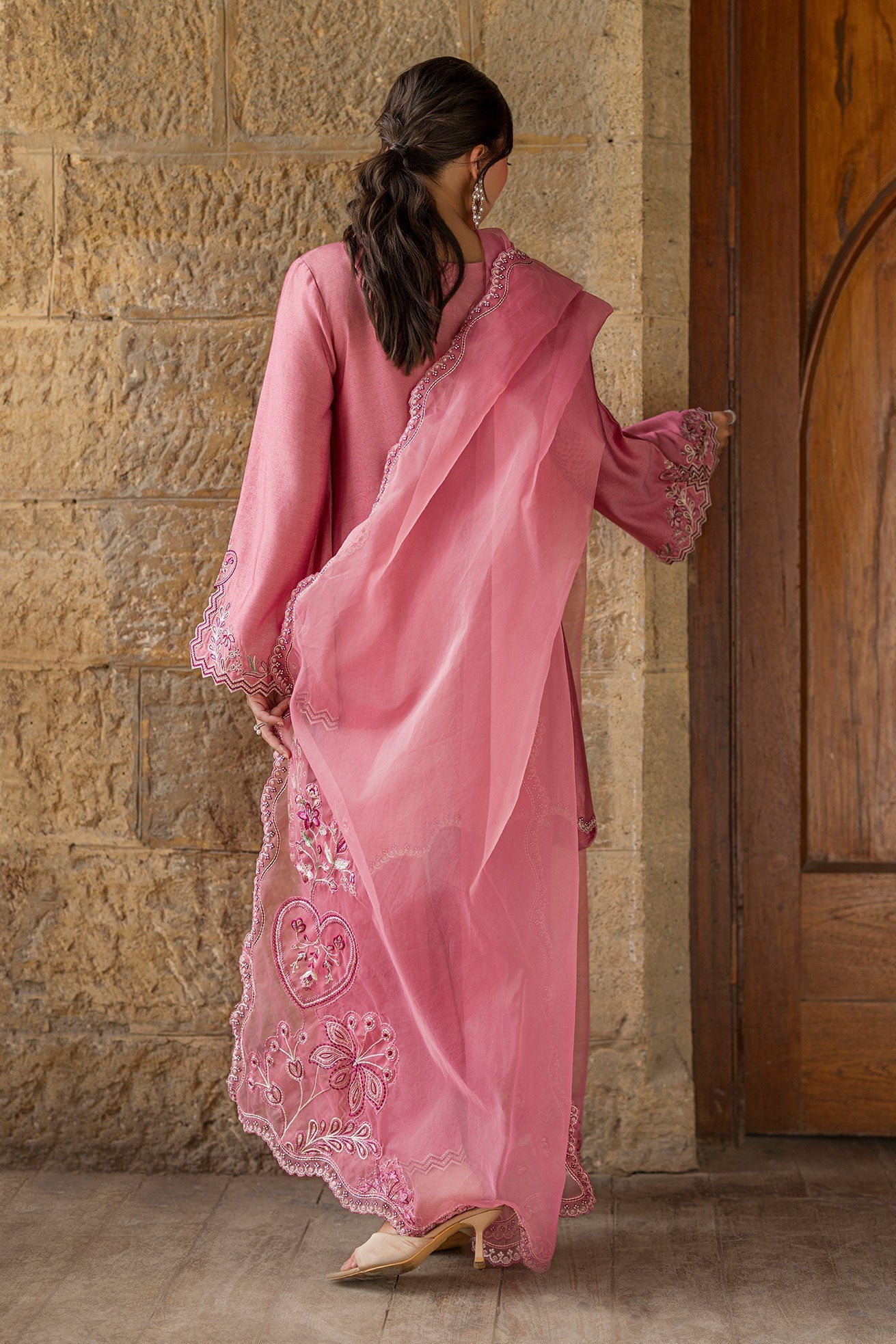 Dhanak | Signature Pret | PINK 2PCS EMBROIDERED KURTA WITH TROUSER - House Of Hania