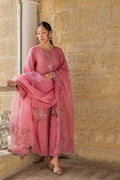 Dhanak | Signature Pret | PINK 2PCS EMBROIDERED KURTA WITH TROUSER - House Of Hania
