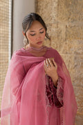 Dhanak | Signature Pret | PINK 2PCS EMBROIDERED KURTA WITH TROUSER - House Of Hania
