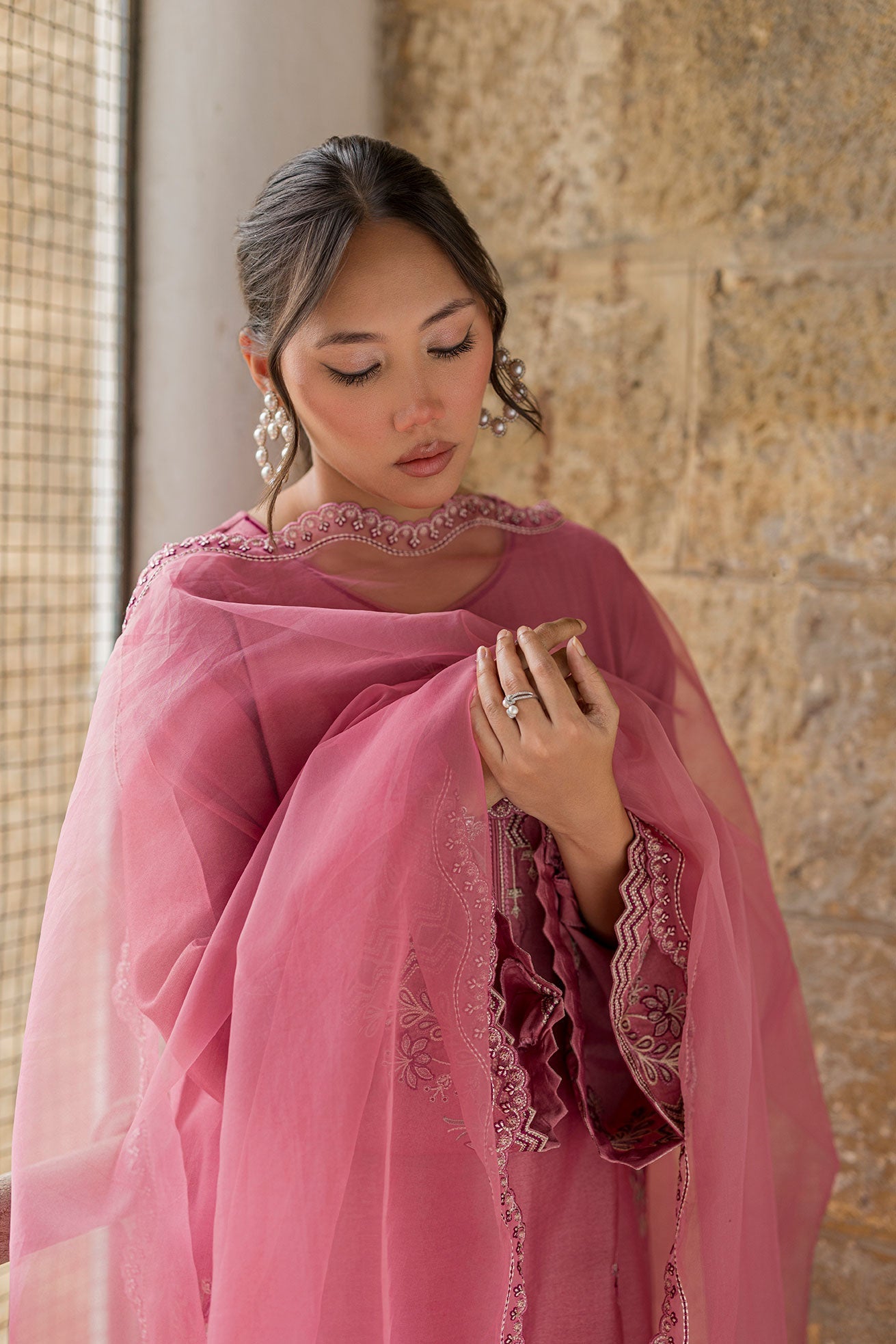 Dhanak | Signature Pret | PINK 2PCS EMBROIDERED KURTA WITH TROUSER - House Of Hania