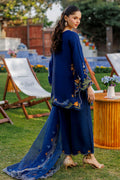 Dhanak | Signature Pret | ROYAL BLUE 2PCS EMBROIDERED KURTA WITH TROUSER - House Of Hania