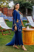 Dhanak | Signature Pret | ROYAL BLUE 2PCS EMBROIDERED KURTA WITH TROUSER - House Of Hania