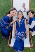 Dhanak | Signature Pret | ROYAL BLUE 2PCS EMBROIDERED KURTA WITH TROUSER - House Of Hania
