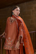Dhanak | Signature Pret | RUST 2PCS EMBROIDERED KURTA WITH TROUSER - House Of Hania